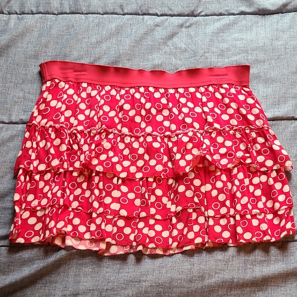 Pink Polka Dot Ruffle Skirt